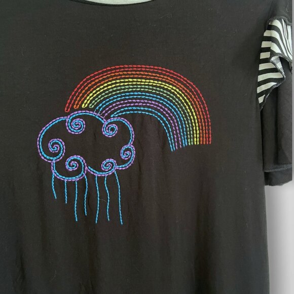 Embroidered Rainbow Shirt With Ruffle Sleeves Size Small - Picture 4 of 8